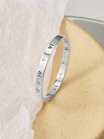 Simple Style Roman Numeral Titanium Steel Plating Hollow Out Inlay Zircon 14k Gold Plated Bangle main image 6