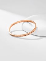 Simple Style Roman Numeral Titanium Steel Plating Hollow Out Inlay Zircon 14k Gold Plated Bangle main image 4