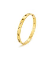 Simple Style Roman Numeral Titanium Steel Plating Hollow Out Inlay Zircon 14k Gold Plated Bangle main image 2