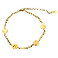 Casual Simple Style Classic Style Smiley Face Stainless Steel Titanium Steel Polishing Plating Hollow Out Gold Plated Bracelets main image 3