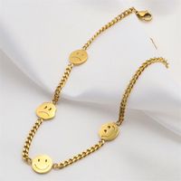 Casual Simple Style Classic Style Smiley Face Stainless Steel Titanium Steel Polishing Plating Hollow Out Gold Plated Bracelets main image 4