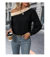 Women's Blouse Long Sleeve Blouses Contrast Binding Casual Color Block main image 3