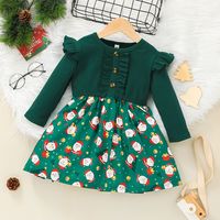 Fashion Christmas Children Long Sleeve Stripe Printing Dress Wholesale Nihaojewelry sku image 8