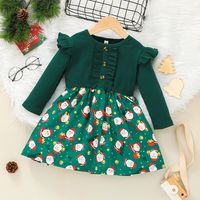 Fashion Christmas Children Long Sleeve Stripe Printing Dress Wholesale Nihaojewelry sku image 6