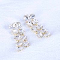 Wholesale Jewelry Ig Style Shiny Square Alloy Rhinestones Plating Inlay Drop Earrings main image 4