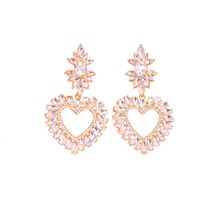 1 Pair Sweet Heart Shape Inlay Alloy Artificial Gemstones Drop Earrings main image 5