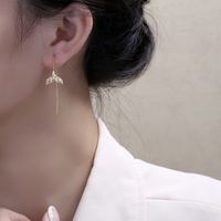 1 Pair Ig Style Fish Bone Plating Inlay Copper Zircon 14k Gold Plated Ear Line main image 5