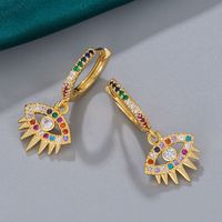 1 Pair Sweet Eye Plating Inlay Copper Artificial Gemstones Gold Plated Earrings main image 1