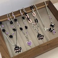 Funny Animal Heart Shape Alloy Plating Inlay Artificial Diamond Women's Necklace main image 1