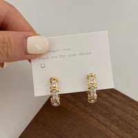 1 Pair Elegant Streetwear Geometric Plating Inlay Copper Zircon Earrings sku image 1