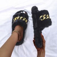 Women's Casual Solid Color Chain Open Toe Slides Slippers main image 1