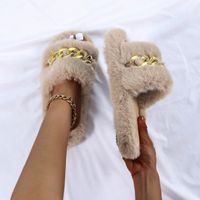 Women's Casual Solid Color Chain Open Toe Slides Slippers main image 3