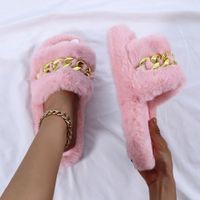 Women's Casual Solid Color Chain Open Toe Slides Slippers main image 5