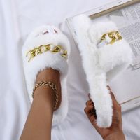 Women's Casual Solid Color Chain Open Toe Slides Slippers main image 4
