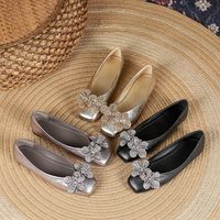 Women's Casual Solid Color Flower Rhinestone Square Toe Flats main image 1