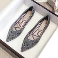 Women's Elegant Solid Color Rhinestone Point Toe Flats sku image 9