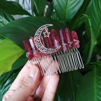 Queen Moon Crown Alloy Crystal Plating Insert Comb sku image 2