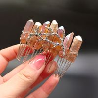Women's Vintage Style Crown Natural Stone Crystal Handmade Insert Comb sku image 10