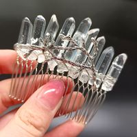 Women's Vintage Style Crown Natural Stone Crystal Handmade Insert Comb sku image 6