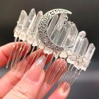 Queen Moon Crown Alloy Crystal Plating Insert Comb sku image 4