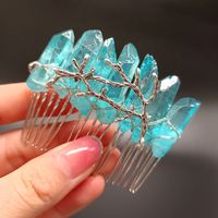 Women's Vintage Style Crown Natural Stone Crystal Handmade Insert Comb sku image 2