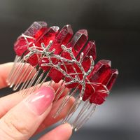 Women's Vintage Style Crown Natural Stone Crystal Handmade Insert Comb sku image 8