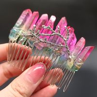 Women's Vintage Style Crown Natural Stone Crystal Handmade Insert Comb sku image 3