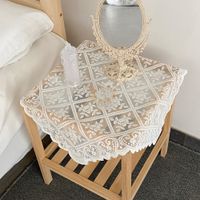 Casual Fresh Dining Table Beige Lace Tablecloth sku image 1