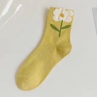Women's Sweet Flower Polyester Cotton Crew Socks A Pair sku image 3