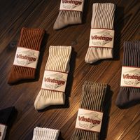 Unisex Casual Vintage Style Stripe Solid Color Cotton Crew Socks A Pair main image 5