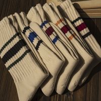 Unisex Casual Vintage Style Stripe Solid Color Cotton Crew Socks A Pair main image 3