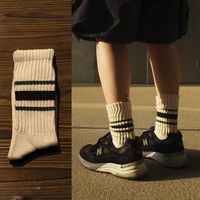 Unisex Casual Vintage Style Stripe Solid Color Cotton Crew Socks A Pair sku image 13