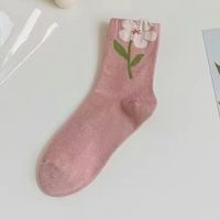 Women's Sweet Flower Polyester Cotton Crew Socks A Pair sku image 5
