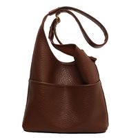 Women's Large Pu Leather Solid Color Vintage Style Classic Style Dumpling Shape Zipper Shoulder Bag Crossbody Bag sku image 3