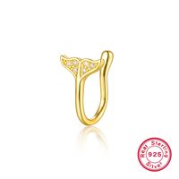 Décontractée Style Simple Feuille Fleur Queue De Poisson Argent Sterling Plaqué Or 18k Zircon Piercing Au Nez En Masse sku image 27