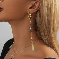 1 Pair Lady Classic Style Geometric Plating Natural Stone Copper Drop Earrings sku image 1