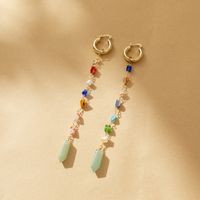 1 Pair Lady Classic Style Geometric Plating Natural Stone Copper Drop Earrings main image 4