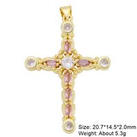 Classic Style Cross 18k Gold Plated Zircon Copper Wholesale Jewelry Accessories sku image 7