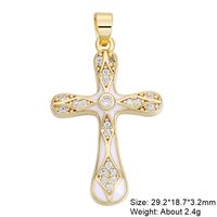 Classic Style Cross 18k Gold Plated Zircon Copper Wholesale Jewelry Accessories sku image 1