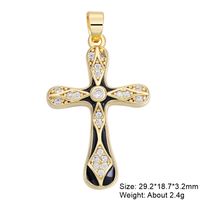 Classic Style Cross 18k Gold Plated Zircon Copper Wholesale Jewelry Accessories sku image 2