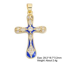 Classic Style Cross 18k Gold Plated Zircon Copper Wholesale Jewelry Accessories sku image 3
