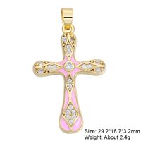 Classic Style Cross 18k Gold Plated Zircon Copper Wholesale Jewelry Accessories sku image 4