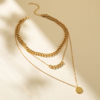 Casual Round Copper Gold Plated Layered Necklaces In Bulk main image 2