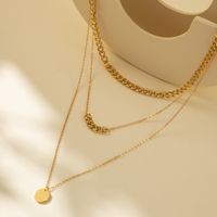 Casual Round Copper Gold Plated Layered Necklaces In Bulk main image 3