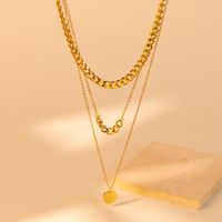 Casual Round Copper Gold Plated Layered Necklaces In Bulk main image 4