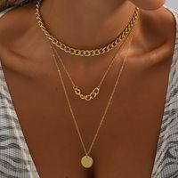 Casual Round Copper Gold Plated Layered Necklaces In Bulk main image 5