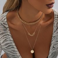 Casual Round Copper Gold Plated Layered Necklaces In Bulk main image 1