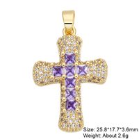 Classic Style Cross 18k Gold Plated Zircon Copper Wholesale Jewelry Accessories sku image 8