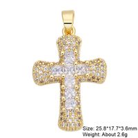 Classic Style Cross 18k Gold Plated Zircon Copper Wholesale Jewelry Accessories sku image 9