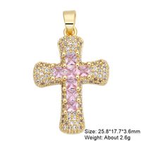 Classic Style Cross 18k Gold Plated Zircon Copper Wholesale Jewelry Accessories sku image 10